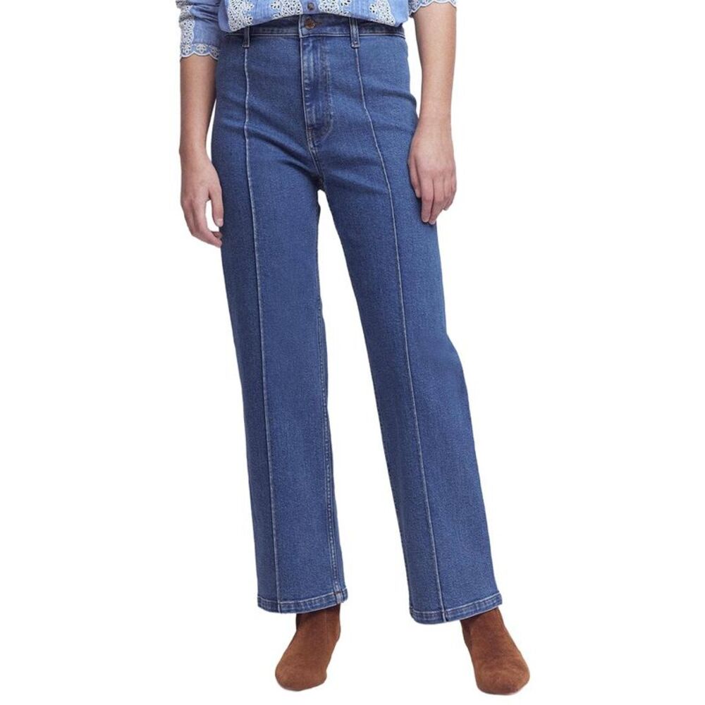 Boden Womens Pintuck Column Leg Jean, Blue